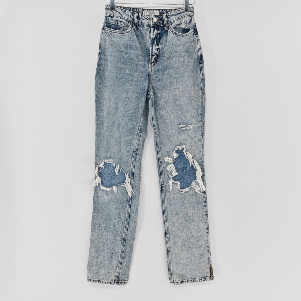 Free People We The Free Distressed Straight Jeans Womens Size 26 Acid Wash Y2k